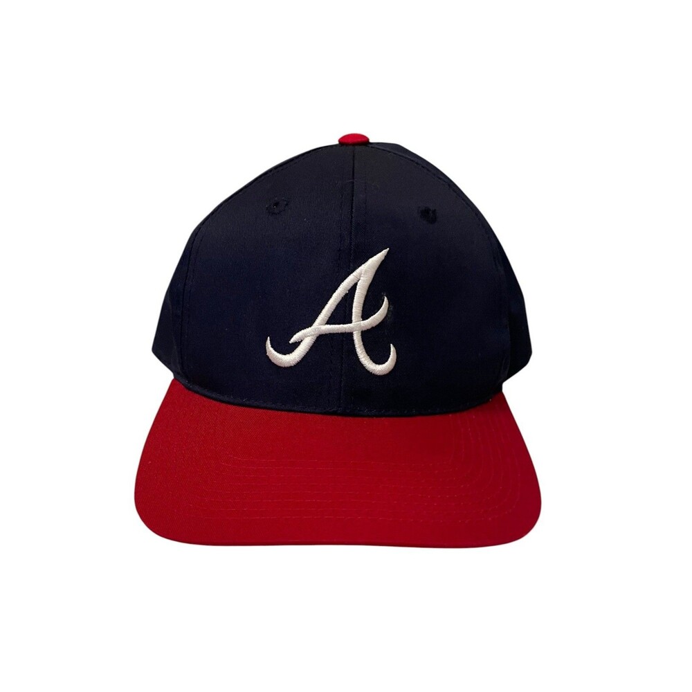 Vintage 90s Atlanta Braves Navy Red Snapback Hat Cap One Size Fits All